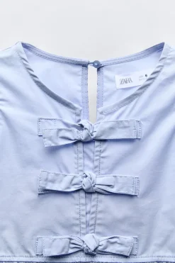 Niños ZARA 6 - 14 Años·Vestidos / Monos<VESTIDO POPELÍN LAZOS