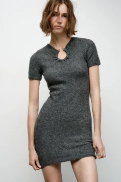 Discount VESTIDO PUNTO APLIQUE METÁLICO Mujer Vestidos|Cárdigan / Jerséis
