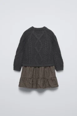 Niños ZARA 1½ - 6 Años·Vestidos / Petos|1½ - 6 Años·Punto<VESTIDO PUNTO COMBINADO CUADROS