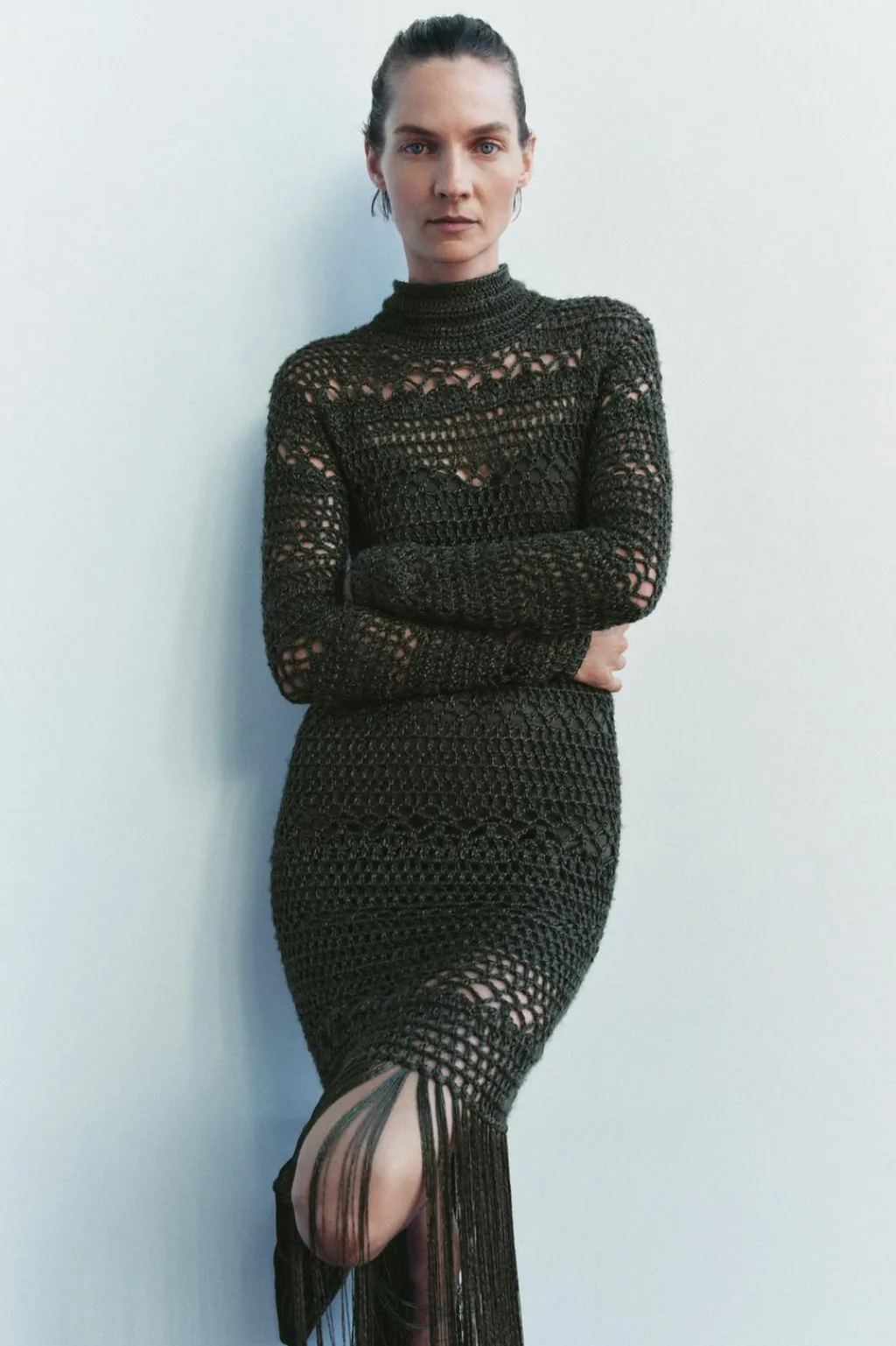 Discount VESTIDO PUNTO CROCHET FLECOS Mujer Vestidos|Cárdigan / Jerséis