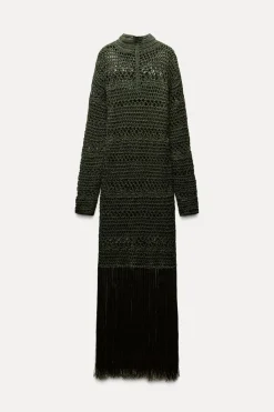 Discount VESTIDO PUNTO CROCHET FLECOS Mujer Vestidos|Cárdigan / Jerséis