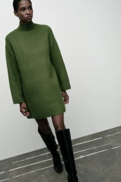 Hot VESTIDO PUNTO CUELLO SUBIDO Mujer Vestidos|Cárdigan / Jerséis