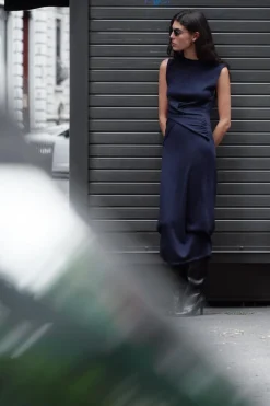 Online VESTIDO PUNTO DELANTERO CRUZADO Mujer Vestidos|Cárdigan / Jerséis