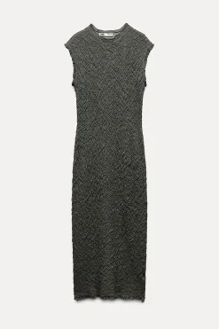 Discount VESTIDO PUNTO EFECTO ARRUGADO Mujer Vestidos|Cárdigan / Jerséis