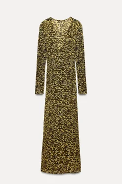 Clearance VESTIDO PUNTO ESTAMPADO ANIMAL Mujer Vestidos|Cárdigan / Jerséis