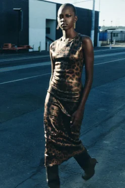 Best VESTIDO PUNTO FOIL ESTAMPADO ANIMAL Mujer Vestidos|Cárdigan / Jerséis