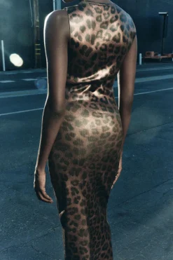 Best VESTIDO PUNTO FOIL ESTAMPADO ANIMAL Mujer Vestidos|Cárdigan / Jerséis