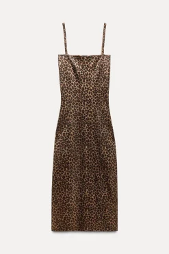 Fashion VESTIDO PUNTO FOIL ESTAMPADO ANIMAL Mujer Vestidos|Cárdigan / Jerséis