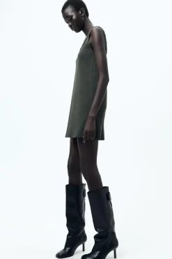 Fashion VESTIDO PUNTO LISO ABALORIOS JOYA Mujer Vestidos|Cárdigan / Jerséis