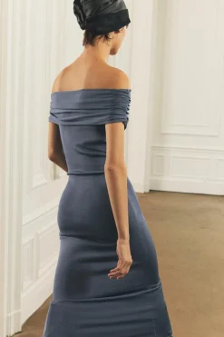 Discount VESTIDO PUNTO LISO OFF SHOULDER Mujer Vestidos|Cárdigan / Jerséis