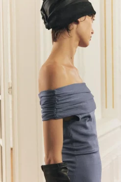 Discount VESTIDO PUNTO LISO OFF SHOULDER Mujer Vestidos|Cárdigan / Jerséis