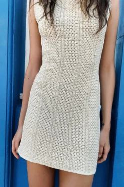 New VESTIDO PUNTO PERLAS HILO METALIZADO Mujer Vestidos