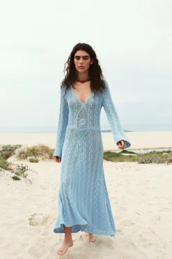 Discount VESTIDO PUNTO POINTELLE Mujer Vestidos|Cárdigan / Jerséis