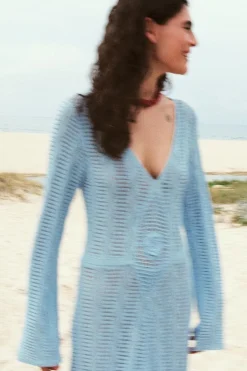 Discount VESTIDO PUNTO POINTELLE Mujer Vestidos|Cárdigan / Jerséis