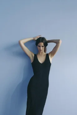 New VESTIDO PUNTO RIB Mujer Vestidos