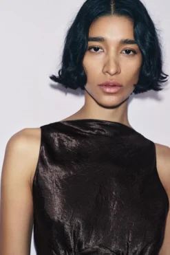 Online VESTIDO SATINADO ARRUGADO ZW COLLECTION Mujer Vestidos