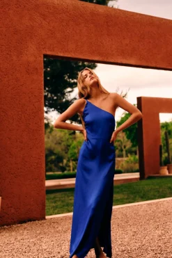 Online VESTIDO SATINADO ASIMÉTRICO Mujer Vestidos