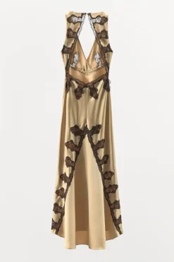 Outlet VESTIDO SATINADO ENCAJE Mujer Vestidos|Lenceria