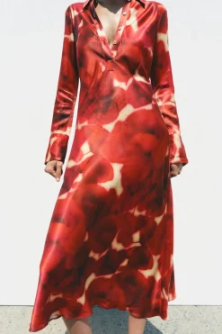 Hot VESTIDO SATINADO ESTAMPADO ZW COLLECTION Mujer Vestidos