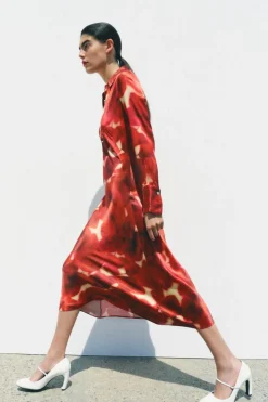 Hot VESTIDO SATINADO ESTAMPADO ZW COLLECTION Mujer Vestidos