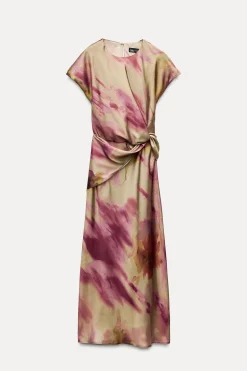 Outlet VESTIDO SATINADO ESTAMPADO TIE DYE Mujer Vestidos
