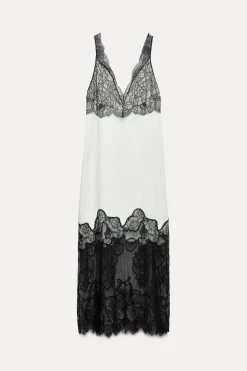 Sale VESTIDO SATINADO PUNTILLA ZW COLLECTION Mujer Vestidos