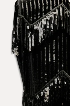 Online VESTIDO TERCIOPELO FLECOS LENTEJUELAS Mujer Vestidos