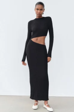 Clearance VESTIDO TEXTURA CUT OUT Mujer Vestidos