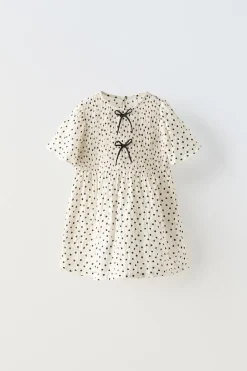 Niños ZARA 1½ - 6 Años·Vestidos / Petos|6 - 18 Meses·Vestidos / Monos<VESTIDO TEXTURA TOPOS LAZOS