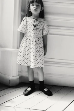 Niños ZARA 1½ - 6 Años·Vestidos / Petos|6 - 18 Meses·Vestidos / Monos<VESTIDO TEXTURA TOPOS LAZOS