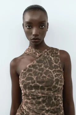 Sale VESTIDO TUL ESTAMPADO ANIMAL Mujer Vestidos