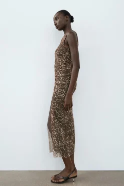 Sale VESTIDO TUL ESTAMPADO ANIMAL Mujer Vestidos