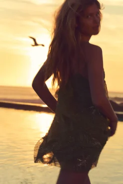 Sale VESTIDO TUL VOLANTES ABALORIOS Mujer Vestidos