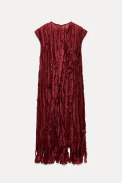 Outlet VESTIDO VOLANTES ABALORIOS Mujer Cárdigan / Jerséis|Punto