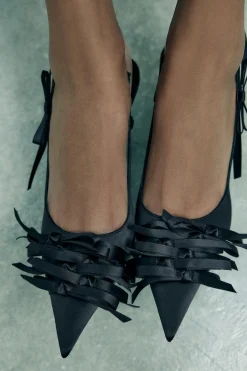 New ZAPATO TACÓN MULTI LAZOS SATINADO Mujer Zapatos