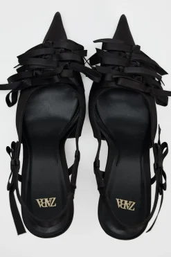 New ZAPATO TACÓN MULTI LAZOS SATINADO Mujer Zapatos