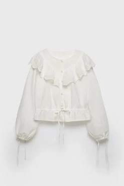 Niños ZARA Z3D +14 Años·Partes De Arriba<Z3D BLUSA ROMÁNTICA VOLANTE PUNTILLA