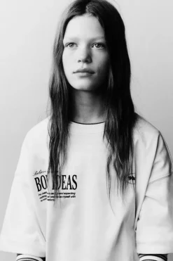 Niños ZARA Z3D +14 Años·Partes De Arriba<Z3D CAMISETA OVERSIZE TEXTO