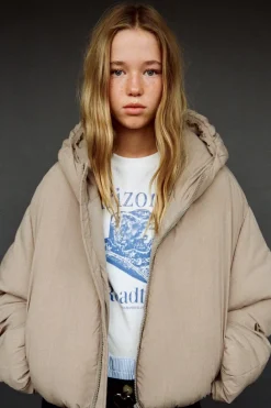 Niños ZARA Z3D +14 Años·Partes De Arriba<Z3D CAZADORA ACOLCHADA OVERSIZE CAPUCHA