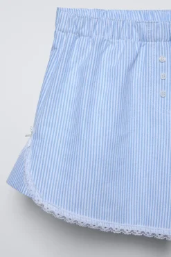 Niños ZARA Z3D +14 Años·Partes De Arriba|Z3D +14 Años·Partes De Abajo<Z3D CONJUNTO CAMISETA POINTELLE Y BERMUDA RAYAS