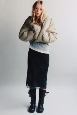 Niños ZARA Z3D +14 Años·Partes De Abajo<Z3D FALDA MIDI CUADROS TUL